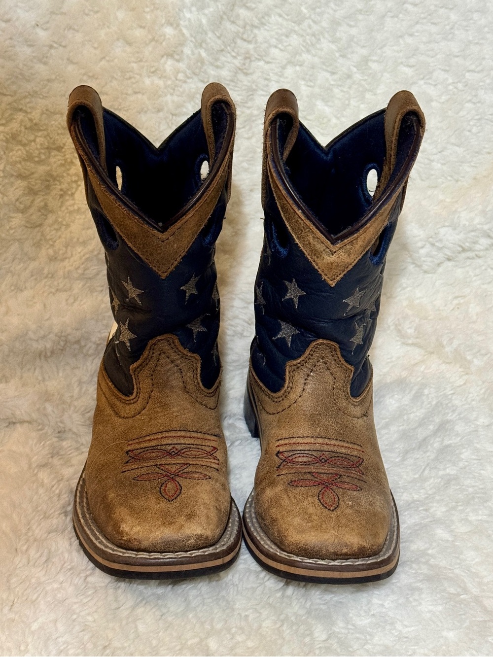 Kids Brown and Navy Star Western Boots